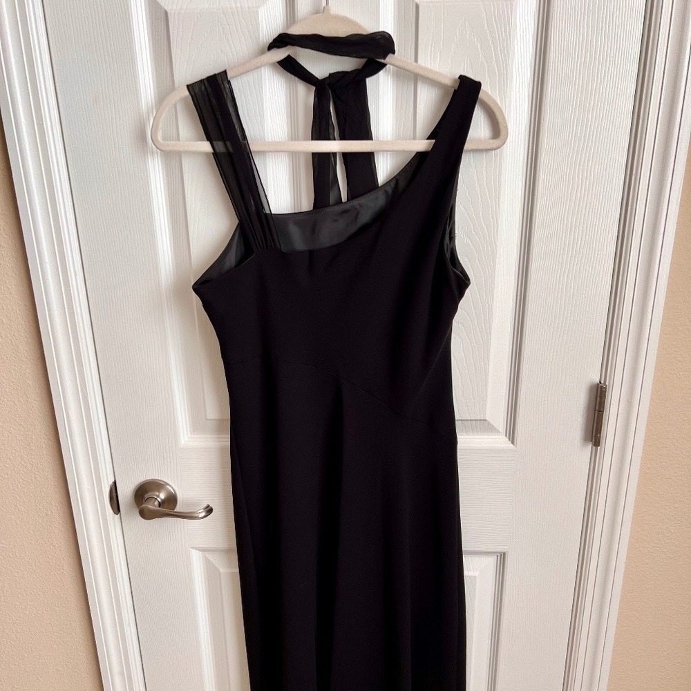 Evan Picone Black Midi Dress Choker Neckline Sleeveless Formal Party Cocktail